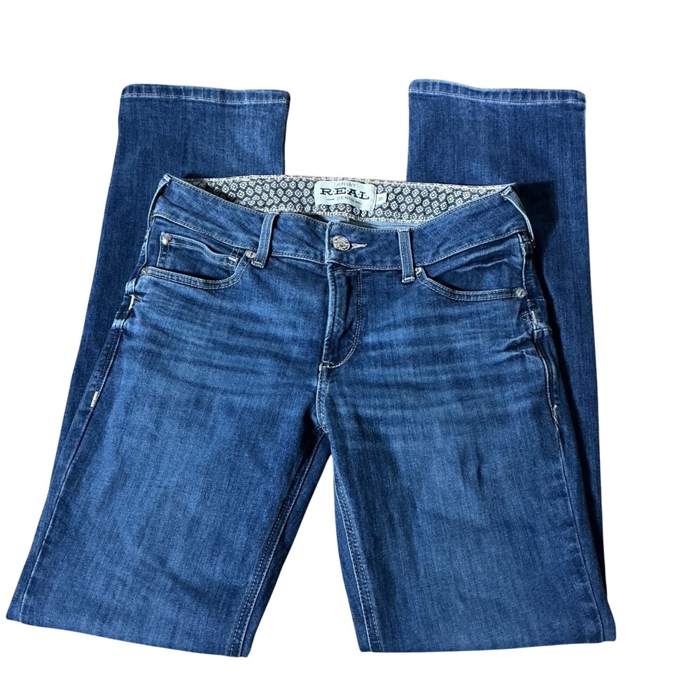 Ariat REAL Perfect Rise Straight Jeans Womens 30R Blue Denim Western Stretch
